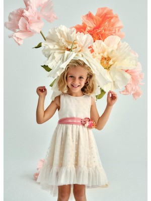 5-14 Yaş Kız Çocuk Çiçekli Tül Elbise