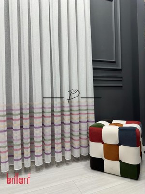 Tül Perde Çocuk Odası Tül Perdesi Colorful Gökkuşağı Desen