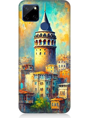 Realme C12 Uyumlu Galata’da Renkli Işıklar  Desenli Silikon Kılıf