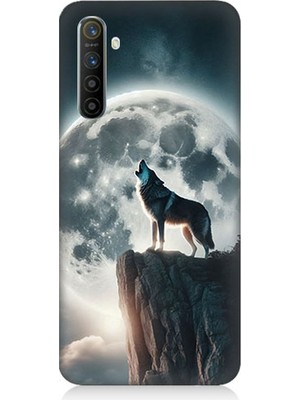 Realme X2 Uyumlu Dolunayda Uluyan Kurt  Desenli Silikon Kılıf