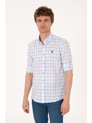 U.s. Polo Assn. Erkek Mavi Gömlek Desenli 50306348-VR036