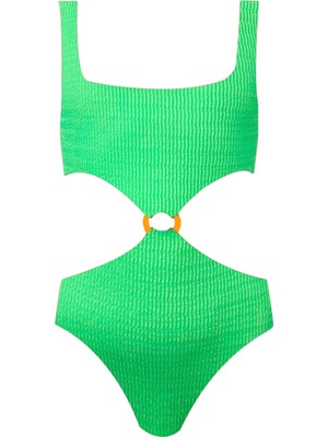 Look Me Dokulu Kumaş Cut-Out Tasarım Halka Detaylı 50UV Kız Çocuk Mayo By Nessi Byrd