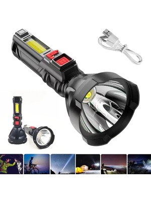 Çok Fonksiyonlu Şarjlı El Feneri USB Şarjlı HS31