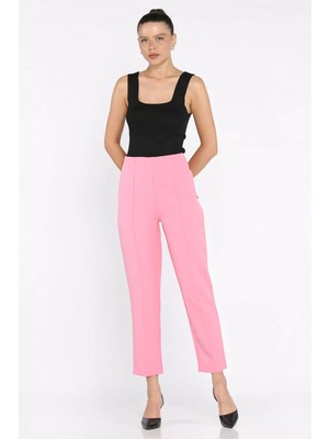 Ön Çimalı Bel Lastikli Kadın Dar Paça Pantolon P-00017669