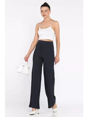 Çizgi Desenli Bol Paça Kadın Pantolon P-00017666