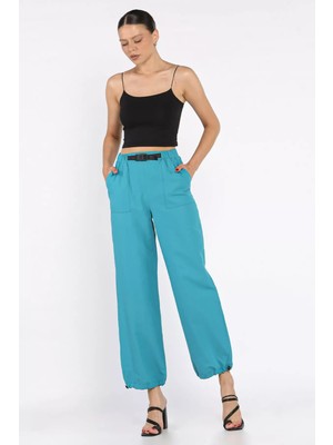 Bel ve Paça Lastikli Kadın Paraşüt Pantolon P-00017661