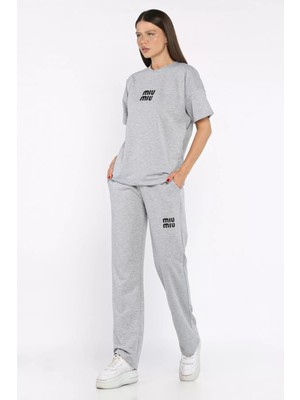 Kadın Nakış Detaylı Tişört Pantolon Ikili Takım P-00017644