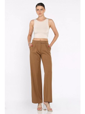 Kadın Bel Lastikli Cırtlı Palazzo Pantolon P-00017609