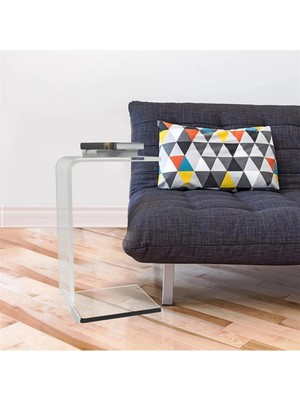 Şeffaf Pleksi C Sehpa, Modern ve Şık Ev Dekoru Için Ideal, 25X50 Cm, Gri Renk