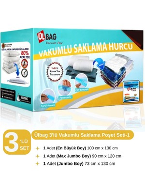 About The Perfect 3'lü Jumbo Büyük Boy Vakumlu Hurç Seti, Yorgan, Elbise ve Yatak Örtüsü Için