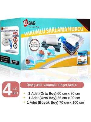 About The Perfect 4'lü Vakumlu Poşet Seti, 2l+1m+1xl, Çok Amaçlı ve Pratik Saklama Çözümü
