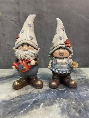 Renkli Bahçe Cüceleri 2'li Set, Neşe ve Şans Katmanı Dekorasyon, Beton Tasarım