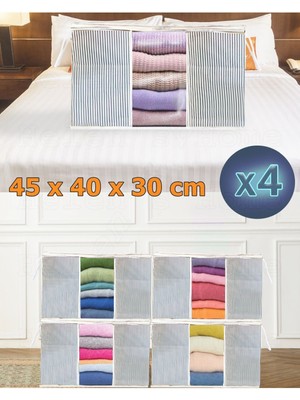 About The Perfect 4 Adet Pencereli Giysi Hurcu, Gri Çizgili, 45*40*30 cm