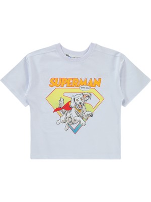 Superman Süperman Erkek Çocuk Tişört 2-5 Yaş Beyaz