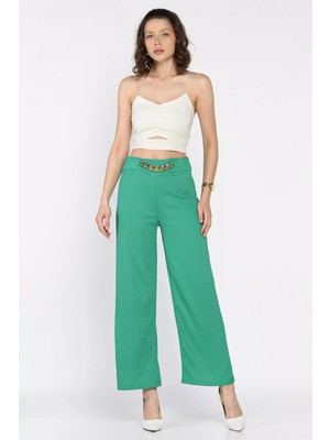 Kadın Bel Lastikli Zincir Aksesuarlı Pantolon P-00017315