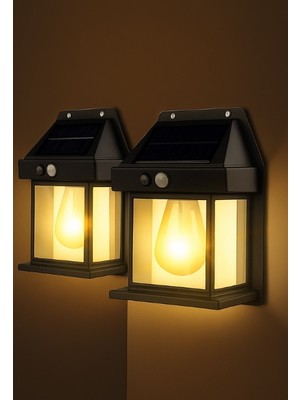 2 Adet Büyük Boy Güneş Enerjili Bahçe LED Ampul Hareket Sensörlü Bahçe LED 3 Mod'lu