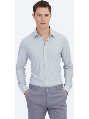 Siyah Çizgili Regular Fit Casual Pamuk Karışımlı Gömlek