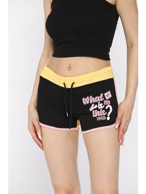 Kadın Biyeli Baskılı Mini Şort P-00017284