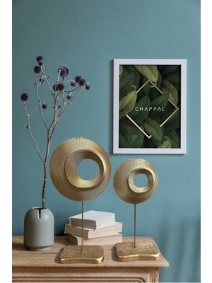 Şık Simetrik Altın Halka Çiftli Masa Üstü Dekorasyon Biblo Seti