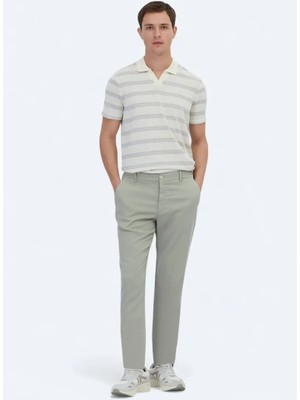 Açık Haki Dokuma Jogging Fit Casual Pamuk Karışımlı Pantolon