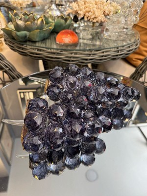 Şeffaf ve Füme Kristal Cam Ikili Dekor Parçaları, 25X20, Siyah Detay
