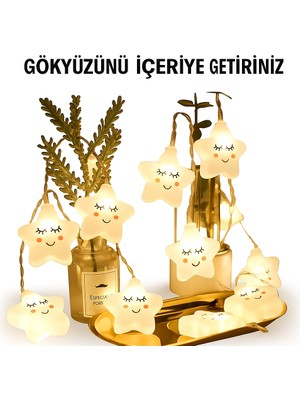 Sevimli Yıldız Tasarımlı 2 Metre 10 LED Işıklı Aydınlatma