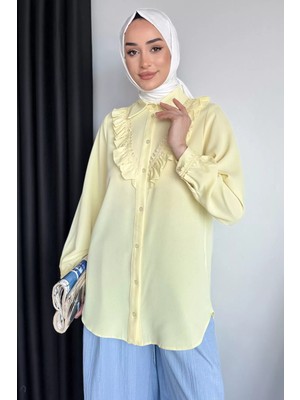 Güpür Detaylı Fırfırlı Tesettür Gömlek P-00017549