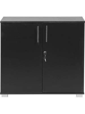 Ecm Ofis Dolabı Ofis Büro Mobilyası Evrak Dolabı Lüks Modern Kapaklı Raf Mobilya Siyah Organizer