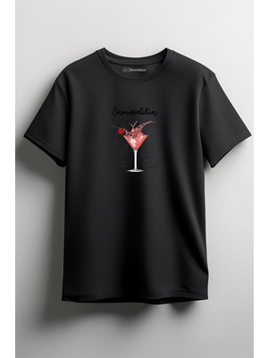 Merch&ice Tarifli Cosmopolitan Baskılı Unisex T-Shirt Siyah