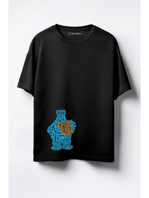 Merch&ice Kurabiye Adam Baskılı Unisex Oversize T-Shirt Siyah