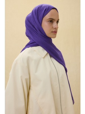  Lilyum Mor Saçak Püsküllü Pamuklu Şal