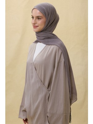 Brıce Sıcak Gri Uzun Saçak Püsküllü Pamuklu Şal