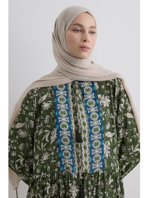  Brıce Kum Beji Uzun Saçak Püsküllü Pamuklu Şal