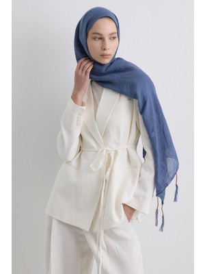 Drew Indigo Bohem Uzun Saçaklı Pamuklu Şal