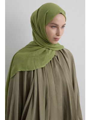 Lilyum Çağla Yeşil Saçak Püsküllü Pamuklu Şal