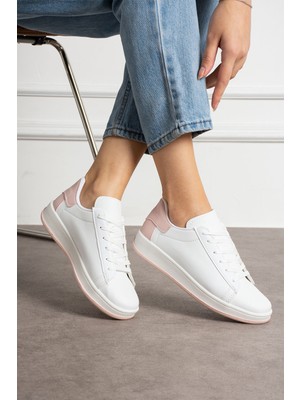 Eformoda Kadın Beyaz Pudra Sneaker AIR22 Düz Tabanlı Konforlu Malzeme ile Şık Tasarım