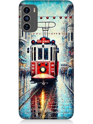 Reeder S19 Max Pro S Uyumlu Yağmurlu Sokakta Kırmızı Tramvay  Desenli Silikon Kılıf