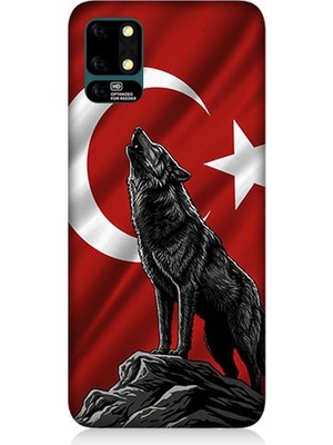Reeder S19 Max Uyumlu Bayrak Önünde Uluyan Kurt  Desenli Silikon Kılıf