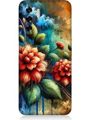 Reeder P13 Blue 2022 Uyumlu Kırmızı Çiçek ve Tomurcuklar  Desenli Silikon Kılıf