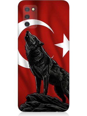 Samsung Galaxy A02S Uyumlu Ay Yıldızlı Uluyan Kurt  Desenli Silikon Kılıf