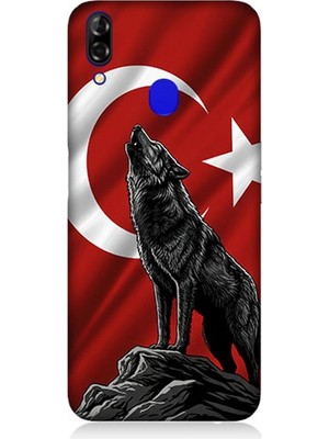Reeder P13 Blue Uyumlu Bayrak Önünde Uluyan Kurt  Desenli Silikon Kılıf