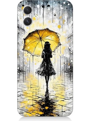 Samsung Galaxy A05 Uyumlu Yağmurda Sarı Şemsiye Altında  Desenli Silikon Kılıf