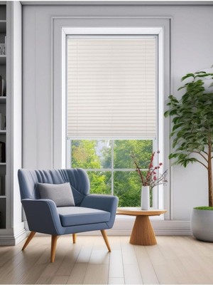 Beyaz Plise Katlanır Cam Balkon Perdesi - Ofis Perdesi - Ev Perdesi - Salon Perdesi - Plise Perde