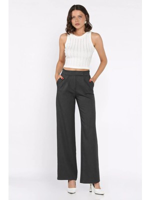 Kadın Bel Lastikli Cırtlı Palazzo Pantolon P-00017609