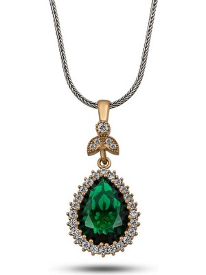 Inure Jewelry Gümüş Zümrüt Taşlı Hürrem Kadın Kolye