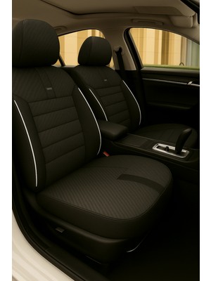 Toyota Camry (2000 Öncesi) 1982–2000 Grindsport Serisi Koltuk Kılıfı Siyah Beyaz Pamuklu Kumaş ve