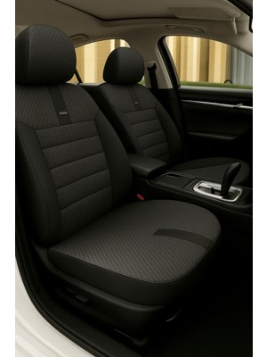 Mini Clubman (R55) 2007–2014 Grindsport Serisi Koltuk Kılıfı Siyah Pamuklu Kumaş ve Deri Det