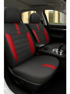 Volkswagen Up! 2011–VE Sonrası Grindsport Serisi Koltuk Kılıfı Siyah Kırmızı Pamuklu Kumaş ve Deri D