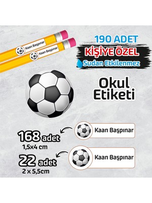 Okul Etiketi Kişiye Özel Kalem Defter Etiketi Top Model -190 Adet