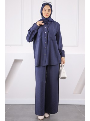 Lacivert Cepli Modal Tunik Pantolonlu Takım